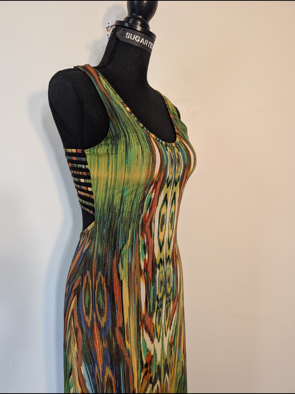 Multi-Color Patterned Cutout Maxi Dress - Picture 10 of 13
